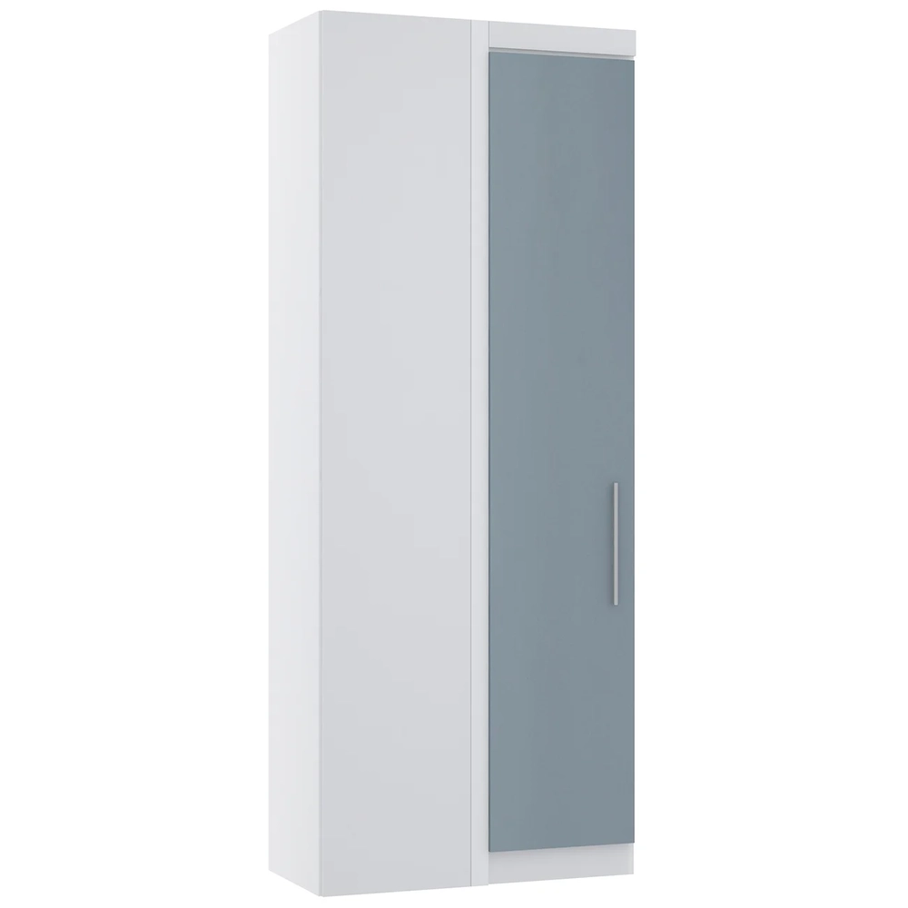 Guarda Roupa Canto Reto 90cm com 1 Porta Taiga Branco/Grey L01 - Mpozenato