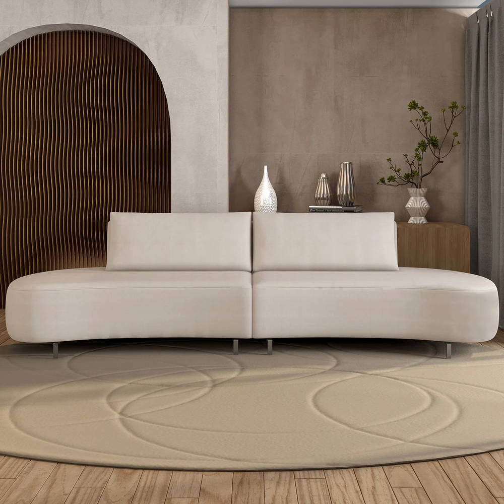 Sofá 3 Lugares 200cm Orgânico Pé Ferro Nagai Suede Bege Z55 - Mpozenato