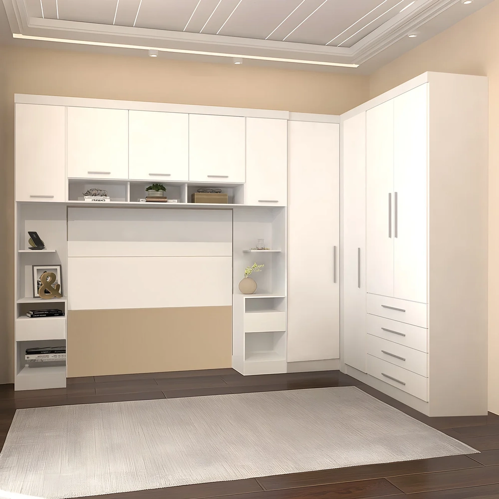 Guarda Roupa Queen Modulado CP09 Taiga Branco L01 - Mpozenato