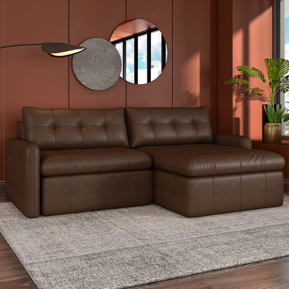 Sofá Retrátil 2 Lugares Para Sala 184cm Elios Couro Caramelo Z55 - Mpozenato