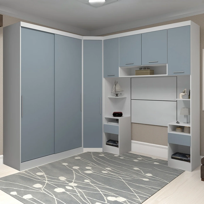 Guarda Roupa Solteiro Modulado CP08 Taiga Branco/Grey L01 - Mpozenato