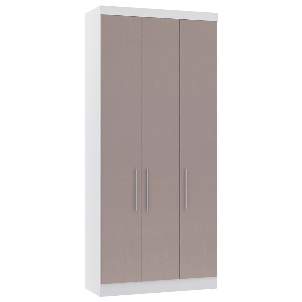 Guarda Roupa Modulado 102cm com 3 Portas Taiga Branco/Cinnamon L01 - Mpozenato