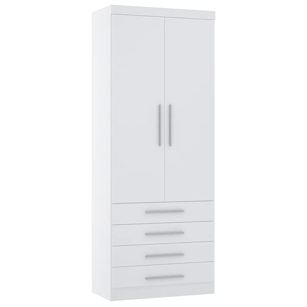 Guarda Roupa Modulado 90cm 2 Portas 4 Gavetas Taiga Branco L01 - Mpozenato