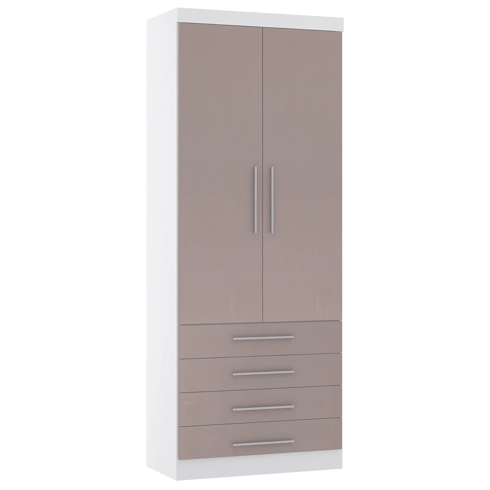Guarda Roupa Modulado 90cm 2 Portas 4 Gavetas Taiga Branco/Cinnamon L01 - Mpozenato