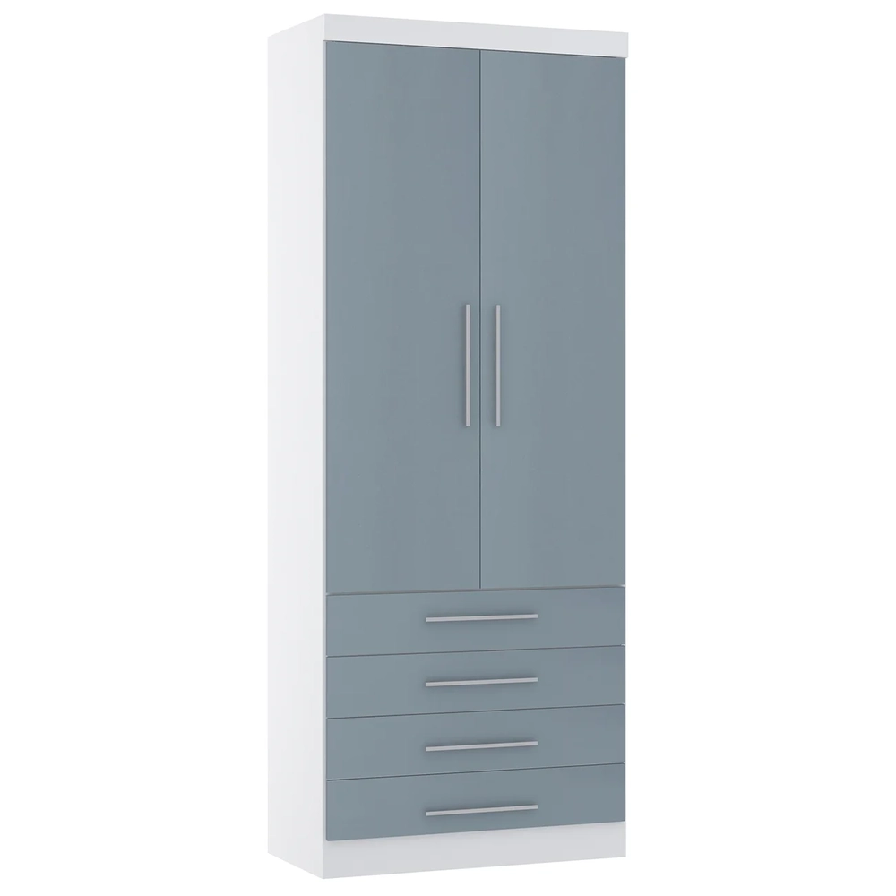 Guarda Roupa Modulado 90cm 2 Portas 4 Gavetas Taiga Branco/Grey L01 - Mpozenato