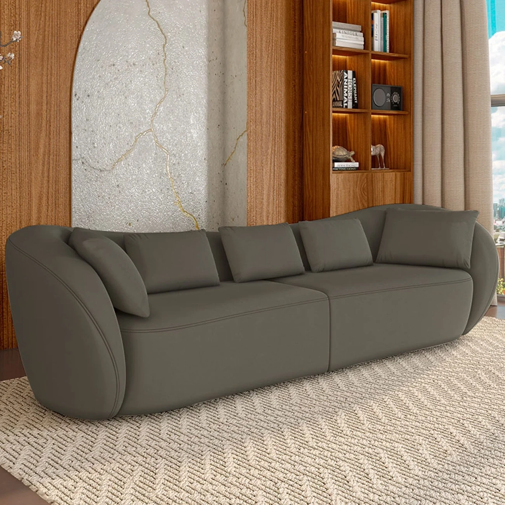 Sofá 2 Lugares 212cm Orgânico Pé Madeira Yume Veludo Marrom Z55 - Mpozenato