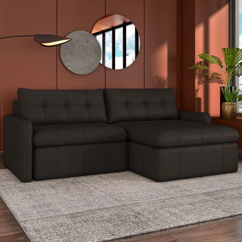 Sofá Retrátil 3 Lugares Para Sala 224cm Elios Couro Marrom Z55 - Mpozenato