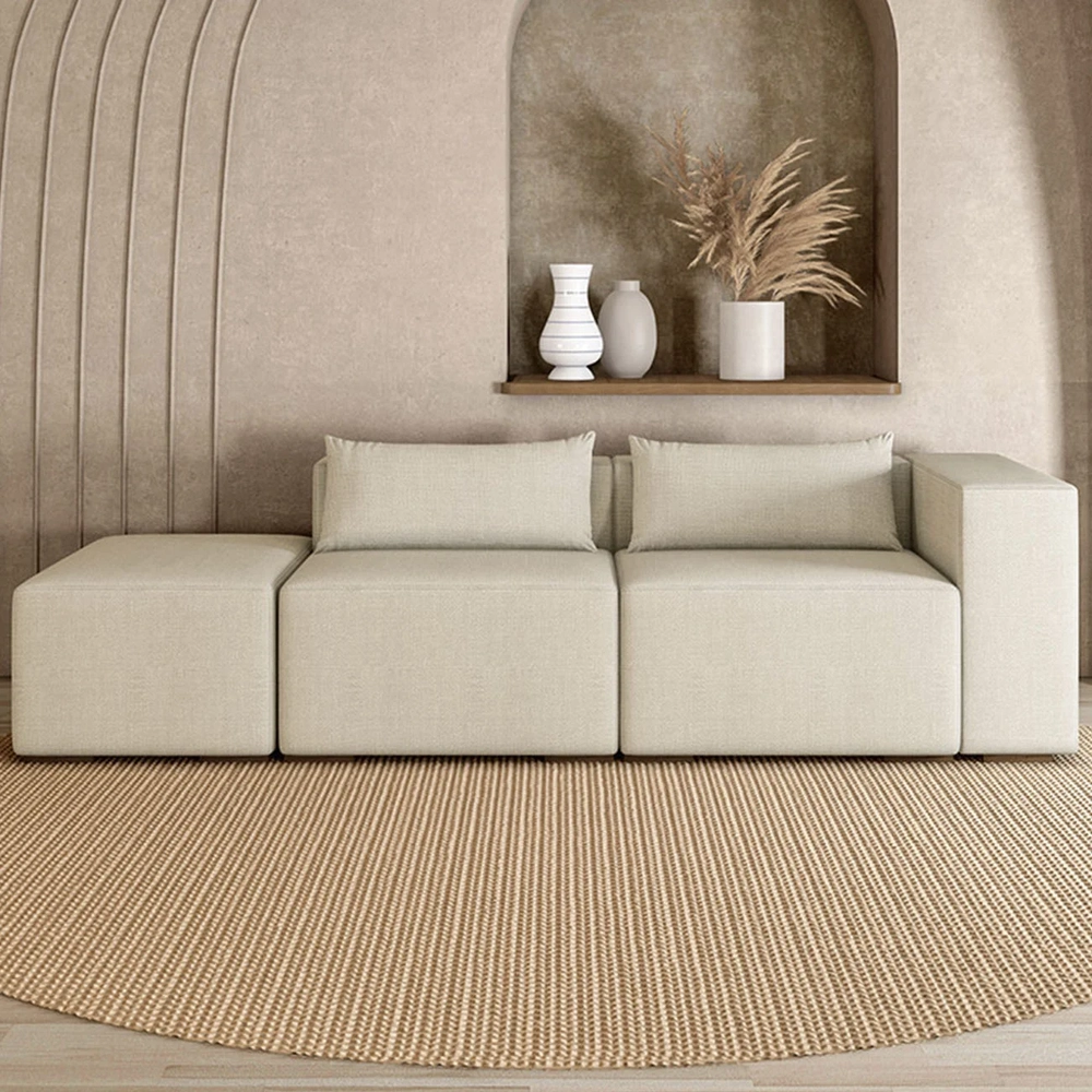 Sofá 4 Lugares 323cm Com Puff Esquerdo Fay Linho Cru Z55 - Mpozenato