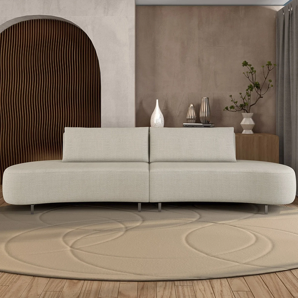 Sofá 3 Lugares 200cm Orgânico Pé Ferro Nagai Linho Cru Z55 - Mpozenato