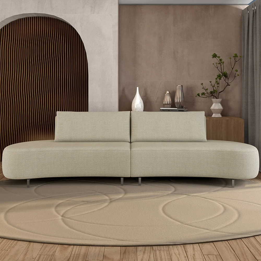 Sofá 4 Lugares 240cm Orgânico Pé Ferro Nagai Linho Bege Z55 - Mpozenato