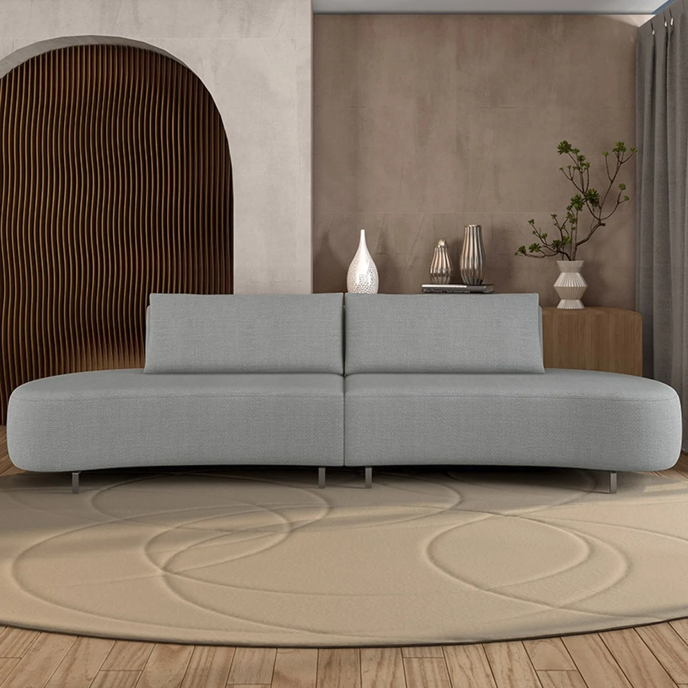 Sofá 3 Lugares 180cm Orgânico Pé Ferro Nagai Linho Cinza Z55 - Mpozenato