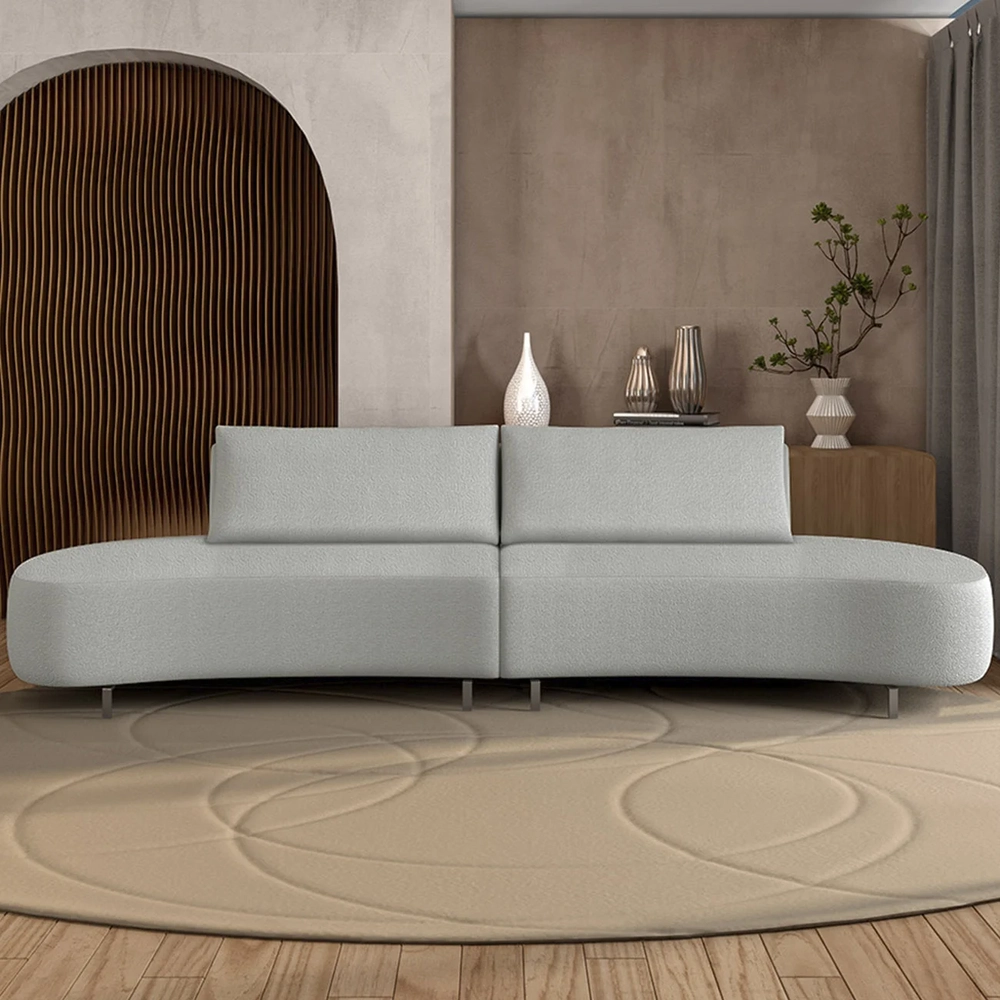 Sofá 2 Lugares 160cm Orgânico Pé Ferro Nagai Bouclê Cinza Z55 - Mpozenato