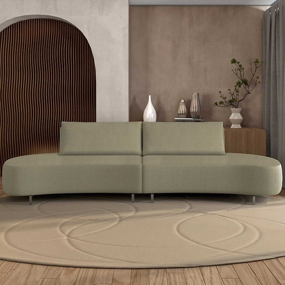 Sofá 4 Lugares 240cm Orgânico Pé Ferro Nagai Bouclê Bege Z55 - Mpozenato