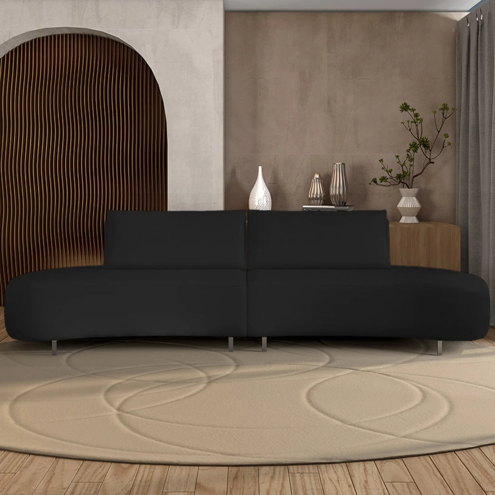 Sofá 2 Lugares 160cm Orgânico Pé Ferro Nagai Veludo Preto Z55 - Mpozenato