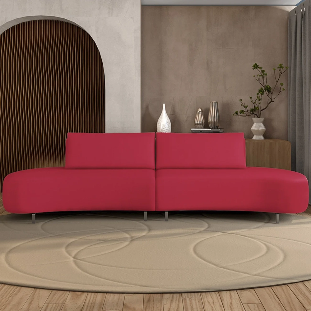 Sofá 2 Lugares 160cm Orgânico Pé Ferro Nagai Veludo Vermelho Z55 - Mpozenato