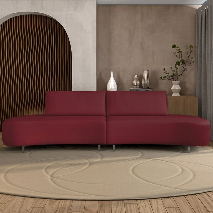 Sofá 3 Lugares 180cm Orgânico Pé Ferro Nagai Veludo Bordo Z55 - Mpozenato