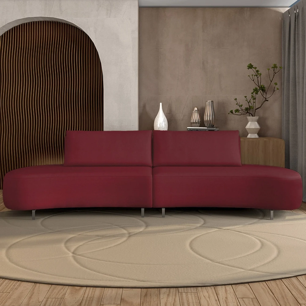 Sofá 2 Lugares 160cm Orgânico Pé Ferro Nagai Veludo Bordo Z55 - Mpozenato