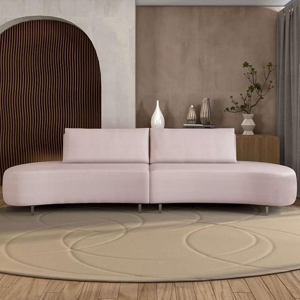 Sofá 4 Lugares 240cm Orgânico Pé Ferro Nagai Veludo Rose Z55 - Mpozenato