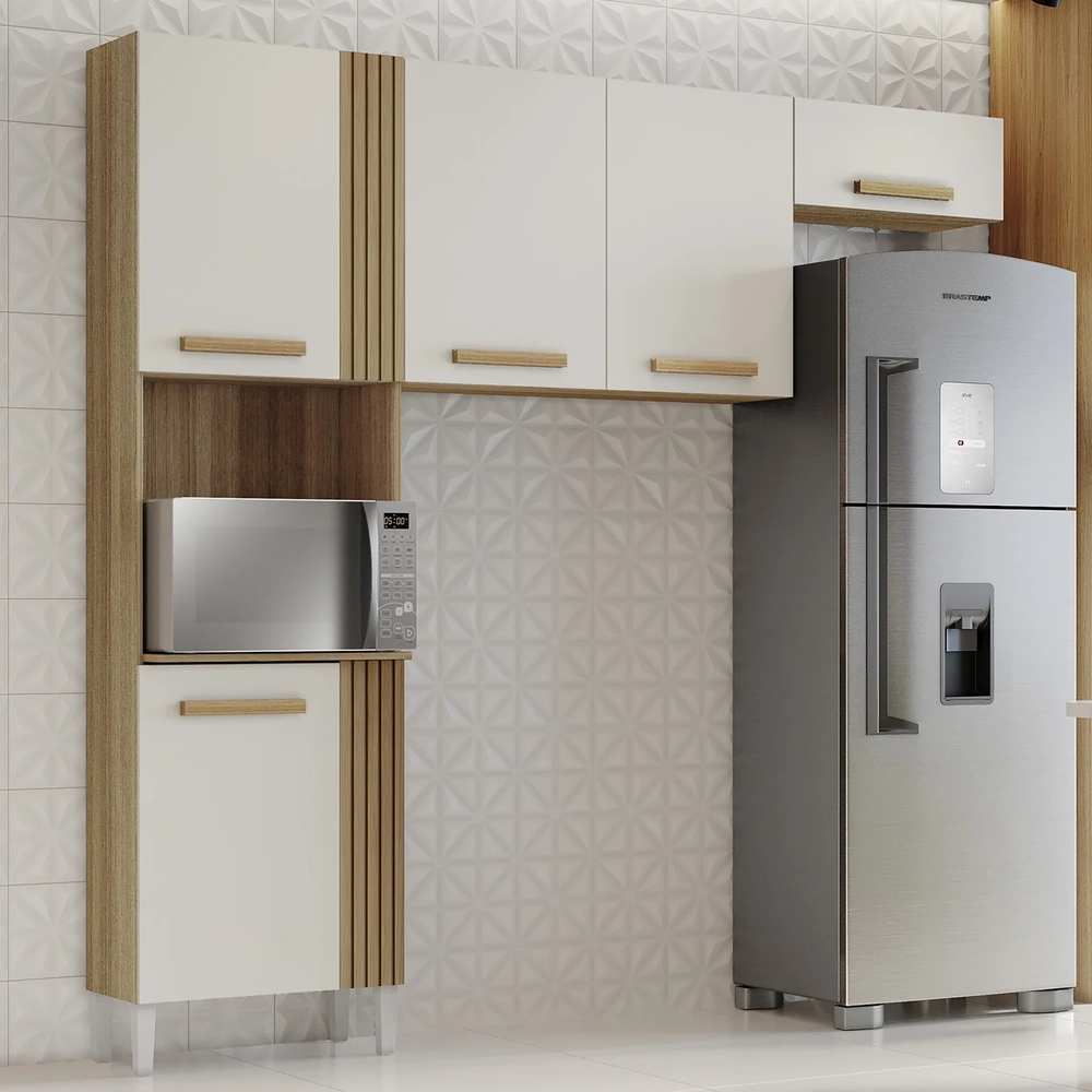 Armário de Cozinha Compacta 210cm Hanna Atacama/Off White A15 - Mpozenato