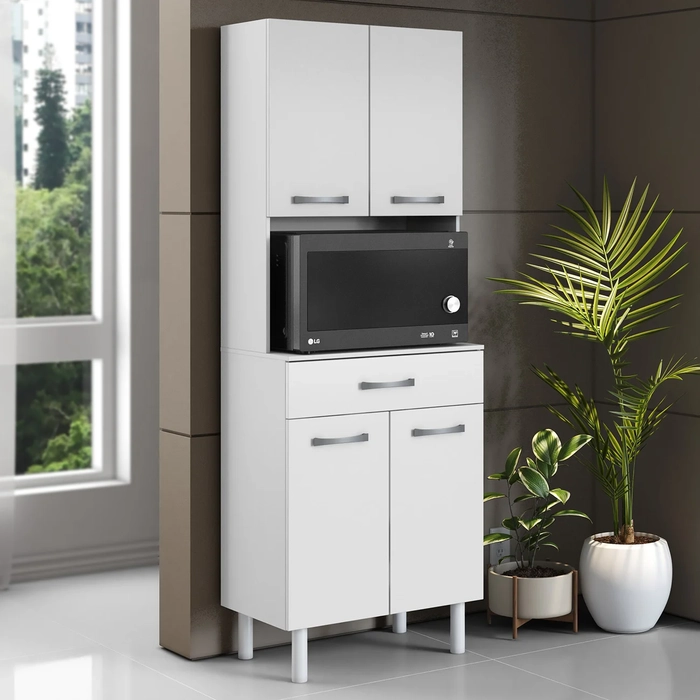 Armário de Cozinha Paneleiro 61cm 4 Portas Alexios Branco A15 - Mpozenato