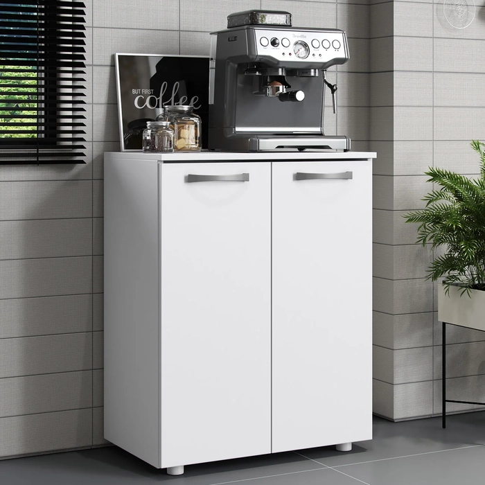 Balcão de Cozinha Com Tampo 61cm 2 Portas Cesare Branco A15 - Mpozenato