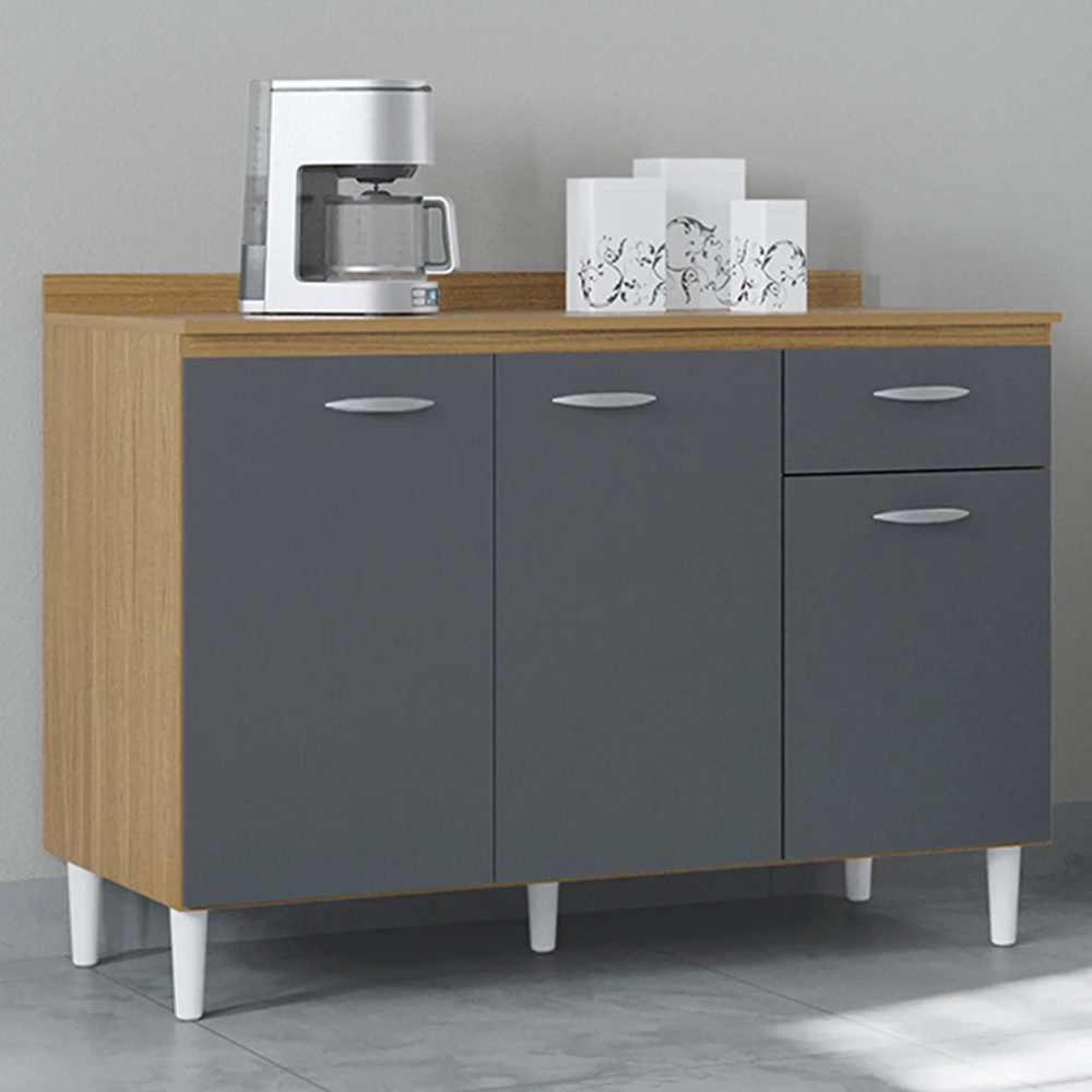 Balcão de Cozinha Com Tampo 120cm Classic Damasco/Cinza Z46 - Mpozenato