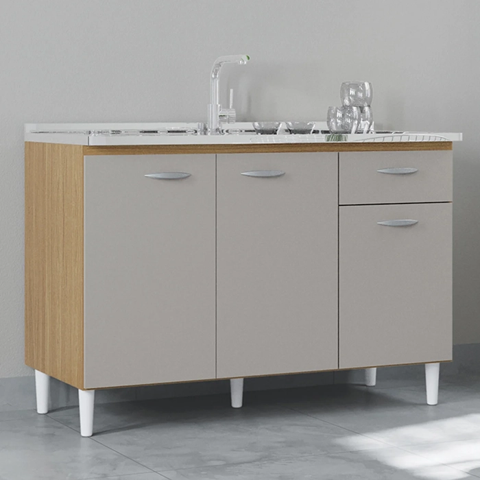 Balcão de Cozinha Com Pia 120cm Classic Damasco/Off Z46 - Mpozenato