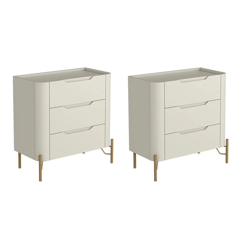 Mesa Cabeceira Para Quarto 68cm Kit 2 Blen Luna/Dourado I06 - Mpozenato