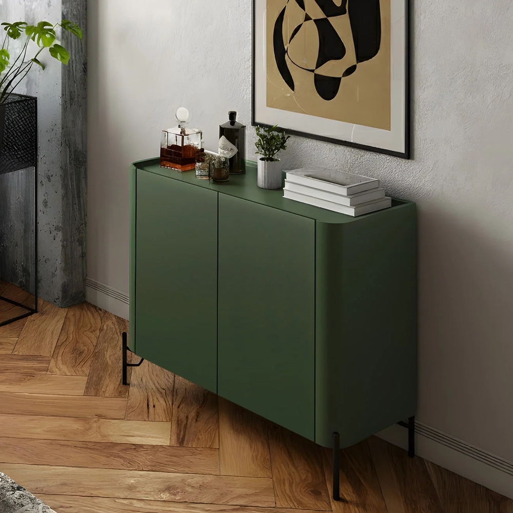 Buffet Aparador 99cm 2 Portas Lisas Blen Musgo/Preto I06 - Mpozenato