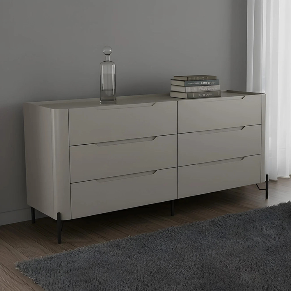 Cômoda Quarto 178cm Casal 6 Gavetas Blen Grigio/Preto I06 - Mpozenato