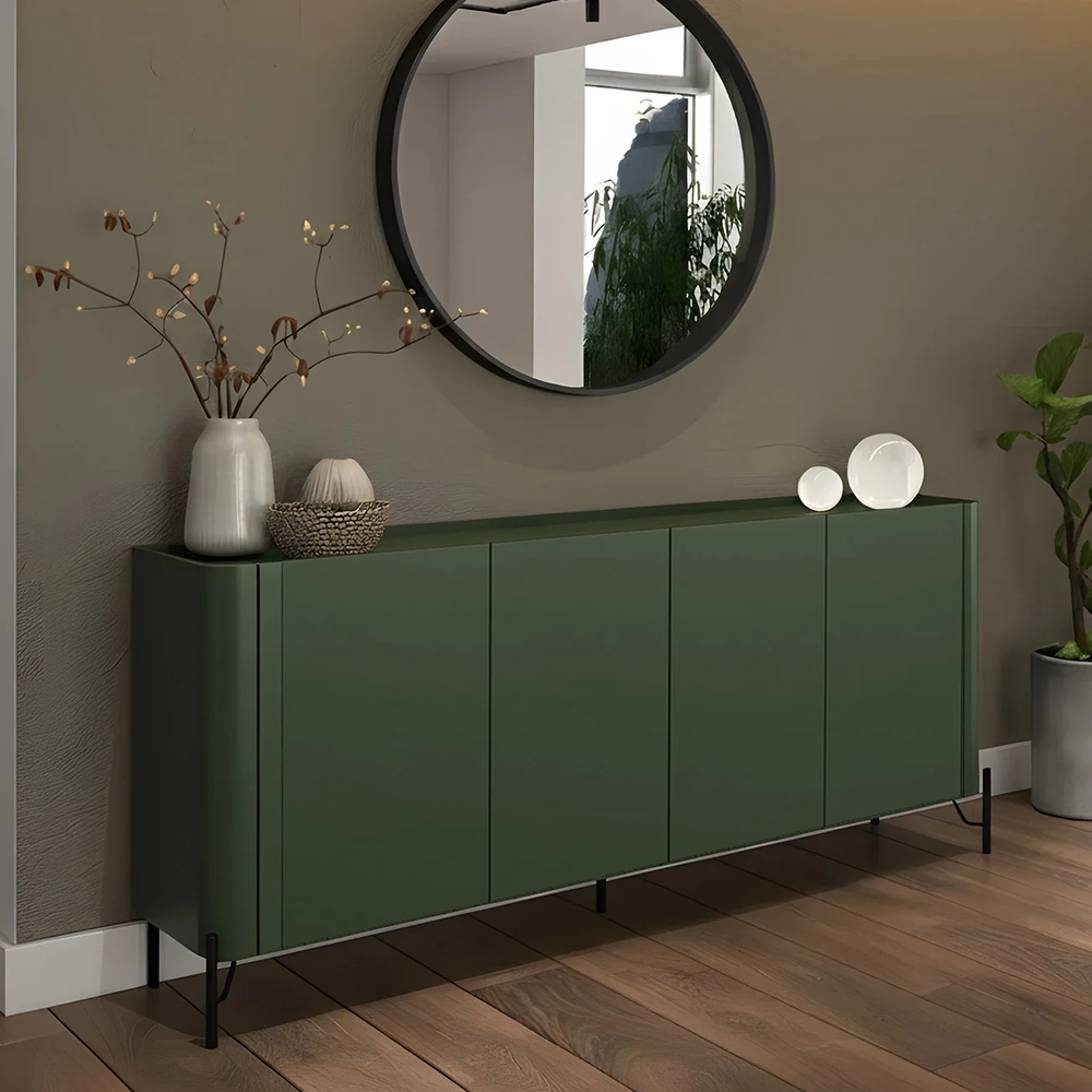 Buffet Aparador 180cm 4 Portas Lisas Blen Musgo/Preto I06 - Mpozenato