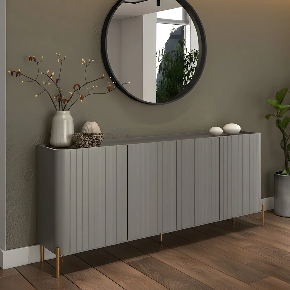 Buffet Aparador 180cm 4 Portas Brise Blen Grigio/Dourado I06 - Mpozenato