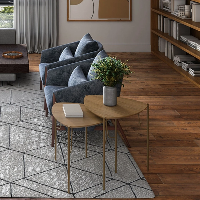 Mesa Lateral Para Sala Pés Metálicos Kit 2 Blen Louro/Dourado I06 - Mpozenato