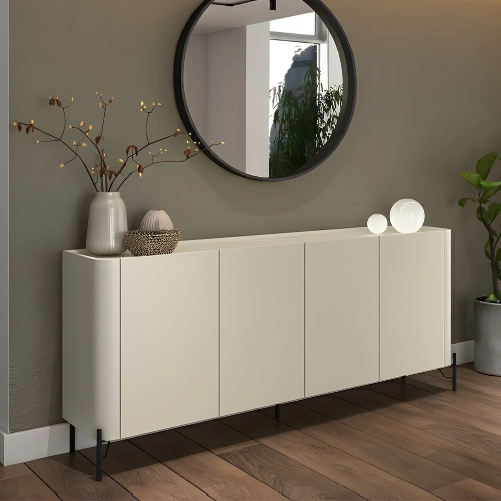 Buffet Aparador 180cm 4 Portas Lisas Blen Luna/Preto I06 - Mpozenato