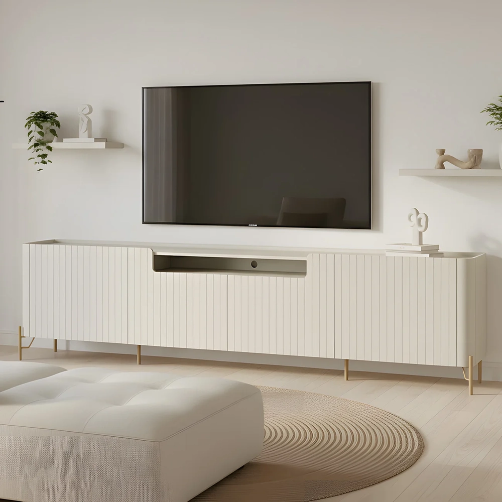 Rack TV 85 Pol 260cm 4 Portas Brise Blen Luna/Dourado I06 - Mpozenato