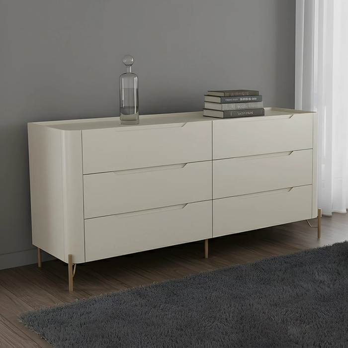 Cômoda Quarto 178cm Casal 6 Gavetas Blen Luna/Dourado I06 - Mpozenato