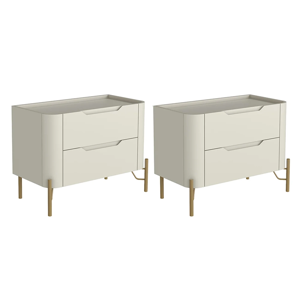 Mesa Cabeceira Para Quarto 68cm Kit 2 Becca Luna/Dourado I06 - Mpozenato