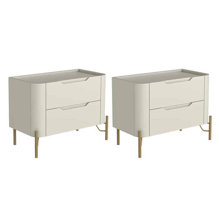 Mesa Cabeceira Para Quarto 68cm Kit 2 Becca Luna/Dourado I06 - Mpozenato