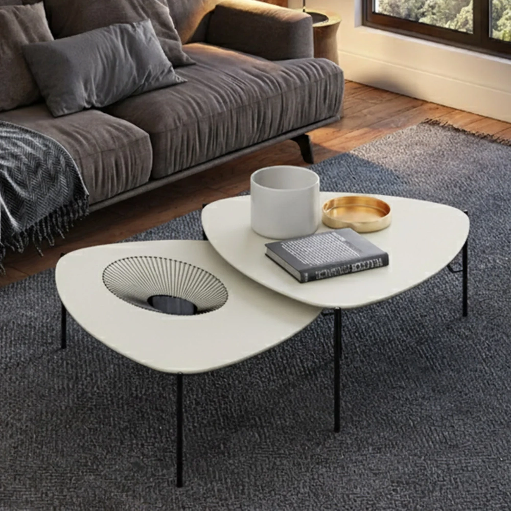 Mesa de Centro Para Sala Pés Metálicos Kit 2 Blen Luna/Preto I06 - Mpozenato