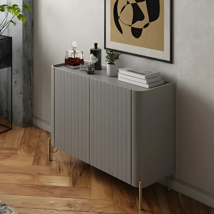 Buffet Aparador 99cm 2 Portas Brise Blen Grigio/Dourado I06 - Mpozenato