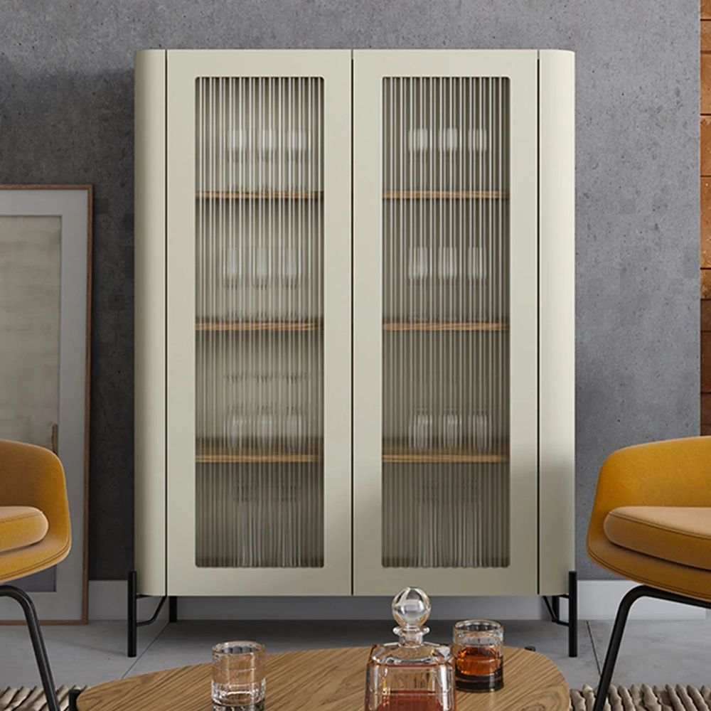 Armário de Cozinha Cristaleira 99cm Blen Louro/Luna/Preto I06 - Mpozenato