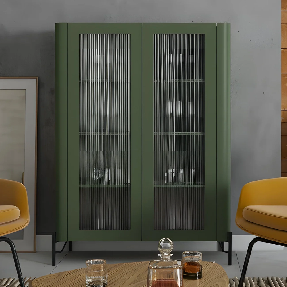 Armário de Cozinha Cristaleira 99cm Blen Musgo/Preto I06 - Mpozenato