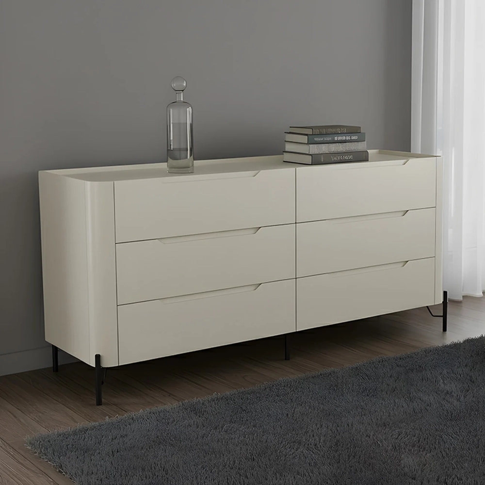 Cômoda Quarto 178cm Casal 6 Gavetas Blen Luna/Preto I06 - Mpozenato