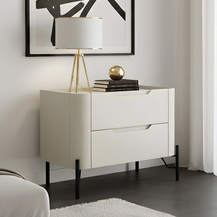 Mesa Cabeceira Quarto 68cm 2 Gavetas Becca Luna/Preto I06 - Mpozenato