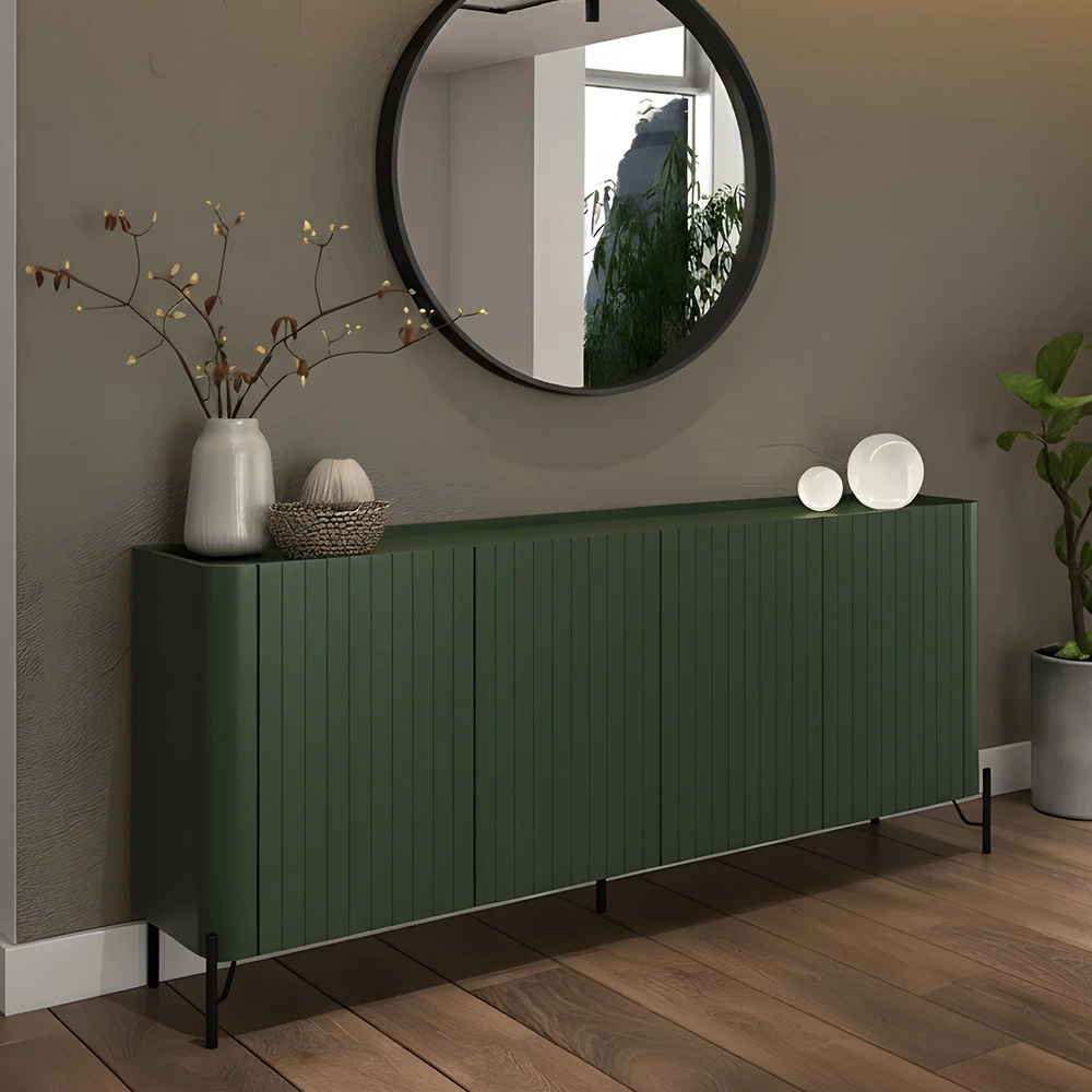 Buffet Aparador 180cm 4 Portas Brise Blen Musgo/Preto I06 - Mpozenato