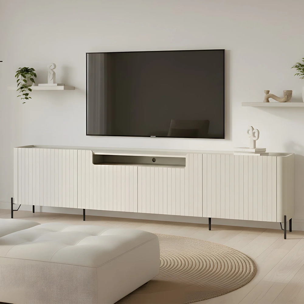 Rack TV 85 Pol 260cm 4 Portas Brise Blen Luna/Preto I06 - Mpozenato