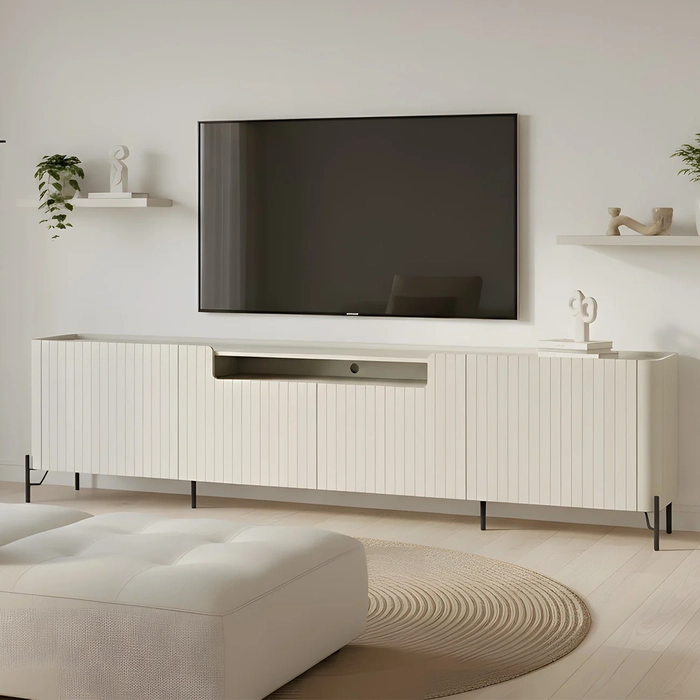 Rack TV 85 Pol 260cm 4 Portas Brise Blen Luna/Preto I06 - Mpozenato