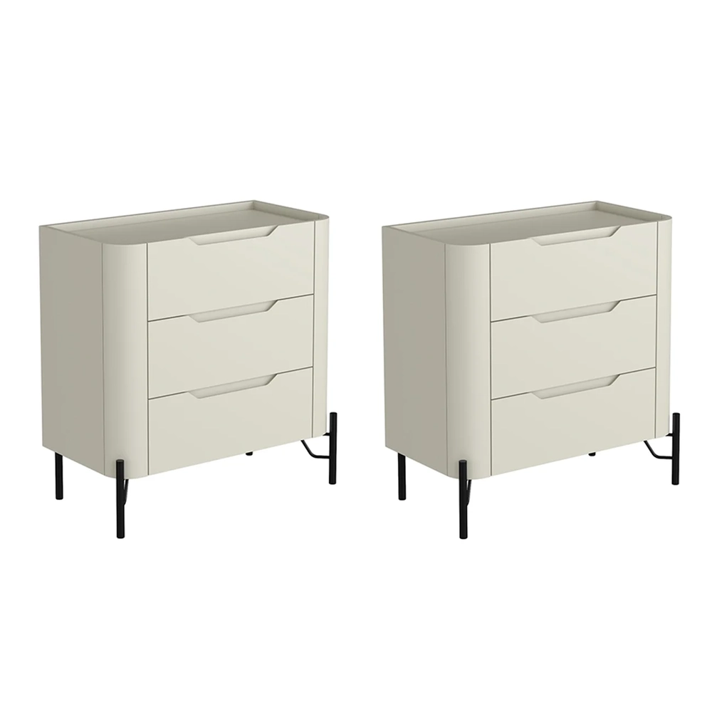 Mesa Cabeceira Para Quarto 68cm Kit 2 Blen Luna/Preto I06 - Mpozenato