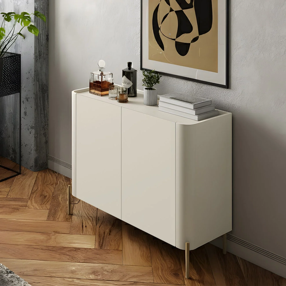 Buffet Aparador 99cm 2 Portas Lisas Blen Luna/Dourado I06 - Mpozenato