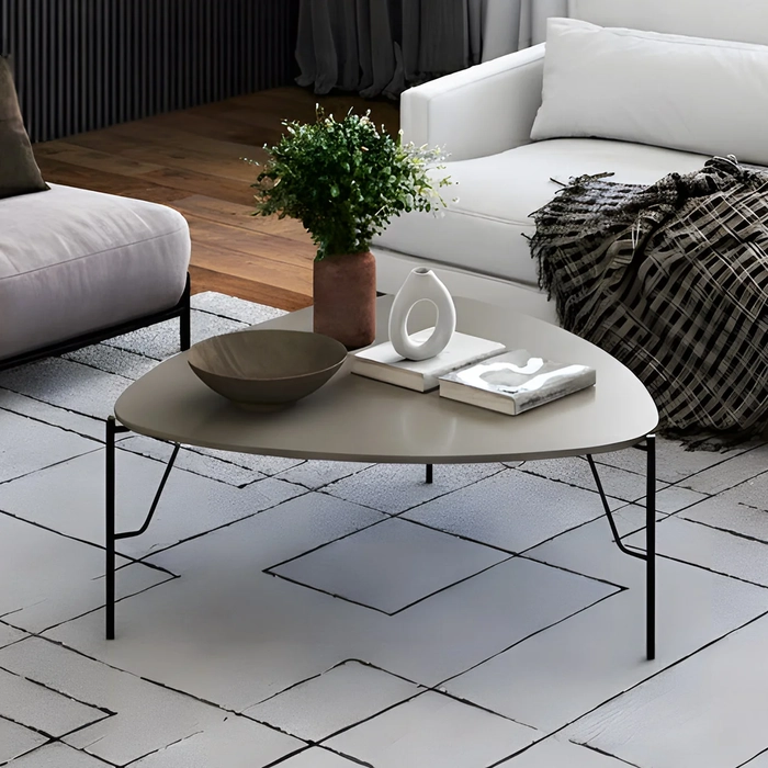 Mesa de Centro Alta Para Sala Pés Metálicos Blen Grigio/Preto I06 - Mpozenato
